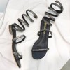 Summer new flat with a diamond sandals snake-style low-heeled shoes with small pepper with the words of the word toe sandals female