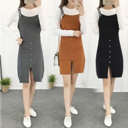 8615 new Korean fashion knitting letter worn knitting vest dress