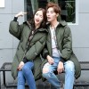 8831 couples long down jacket with cap