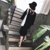 8675 # back with short-sleeved dress female 2017 summer Korean version of the loose thin black dress in the long