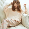 2017 new Korean version of fat mm large size women's loose long-sleeved T-shirt + floral milk silk trousers two-piece pajamas