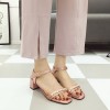 Coarse and sandals female 2017 summer new women's Korean version of the sweet pearl with square head wild buckle sandals