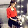 9105 White chiffon shirt loose V-neck bat sleeves new shirt