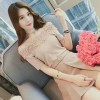 6503 women's girdle stitching boat neck off shoulder ice silk sweater