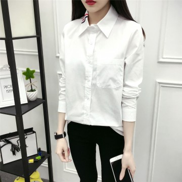 6500 preppy style white cotton shirt