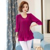 9323 # real shot autumn Korean Slim was thin short sleeve pendulum stretch chiffon shirt female long section of small shirt