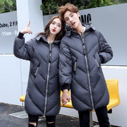 Real shot 2017 down jacket winter new couples in the new section of the Korean version of the same paragraph cotton shirt women 8831