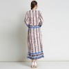 3197 - real shot 2017 Europe and the United States and the new location of the spring printing V-neck on both sides of the fork long section chiffon dress