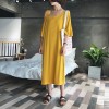 8678 off shoulder ice silk knit slip short-sleeved dress