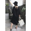 8675 # back with short-sleeved dress female 2017 summer Korean version of the loose thin black dress in the long