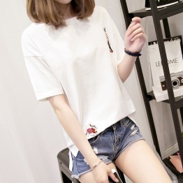 7338 embroidery short-sleeved t-shirt