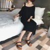 8678 off shoulder ice silk knit slip short-sleeved dress