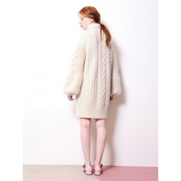 767 South Korea autumn and winter high collar thick knit sweater dress