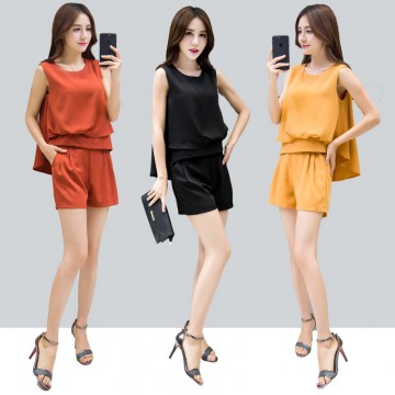 2270 # [real shot spot] large size women fat mm cover belly chiffon shorts two sets