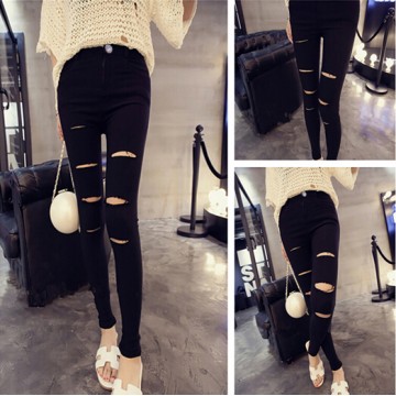 1835 cut holes high elastic leggings