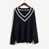 9812 big v collar loose sweater