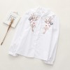 6907 # 2017 Fall new Korean version of the loose long sleeves lace flower embroidery students wild cotton shirt