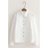 6893 # 2017 Fall new art lady cotton white shirt female long sleeve Korean white shirt