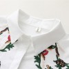 6898 # 2017 Fall new Korean version of loose long sleeves flowers embroidered students wild cotton shirt