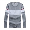 817 Autumn men's long sleeves cotton v-neck puzzle knit t-shirt