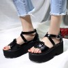 Summer platform cross strap Japanese lovely bowknot muffled toe sandals