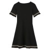 【Spot】 lotus leaf short-sleeved knit dress small black dress female high waist down A-line skirt