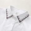 6902 loose long sleeves fresh flowers embroidered cotton shirt