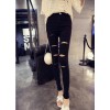 1835 cut holes high elastic leggings