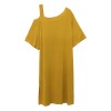 8678 off shoulder ice silk knit slip short-sleeved dress