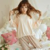 2017 new Korean version of fat mm large size women's loose long-sleeved T-shirt + floral milk silk trousers two-piece pajamas