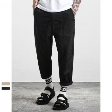 2017 Autumn simple color pure cotton stitching brand basic casual pants men