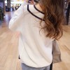 2017 spring college wind big v collar sweater women hedge loose wild Korean hit color shirt sweater shirt