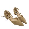 Korean version of the new women's shoes sexy cross-belt pointed flat bottom with low-heeled suede shoes