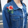 8764 2017 Autumn rose embroidery denim jacket