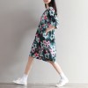 0905 new art retro cotton and linen long-sleeved printing dress 