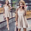 (Real shot) new summer ladies temperament wave point net yarn tapping shirt harness velvet dress two sets of 7096