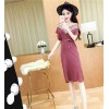 5183 casual V-neck spell color tail cut knitted long dress