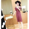 5183 casual V-neck spell color tail cut knitted long  dress