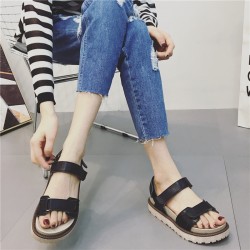 Thick heel flat casual Velcro Rome sandals