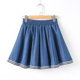 705 preppy style sweet half denim skirt