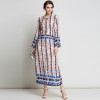 3197 - real shot 2017 Europe and the United States and the new location of the spring printing V-neck on both sides of the fork long section chiffon dress