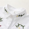 6901 # 2017 Fall new Korean version of the loose long-sleeved rose embroidery students wild cotton shirt