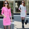 Real shot 2017 autumn and winter fashion stripes loose dress women long section sweater sweater skirt 9189