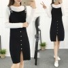 8615 new Korean fashion knitting letter worn knitting vest dress