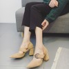 Spring and summer rough with a single shoes female pointed shallow mouth with the shoes Korean version of the new belt buckle suede high-heeled shoes