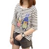 3935 striped short-sleeved cartoon print t-shirt