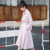 8940 # shirt collar long dress (with belt)