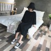 8675 # back with short-sleeved dress female 2017 summer Korean version of the loose thin black dress in the long