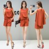 2270 # [real shot spot] large size women fat mm cover belly chiffon shorts two sets