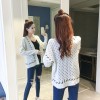 Thirteen real shot Korean fashion trend female simple hollow sweater sweater outside the loose outside the loose